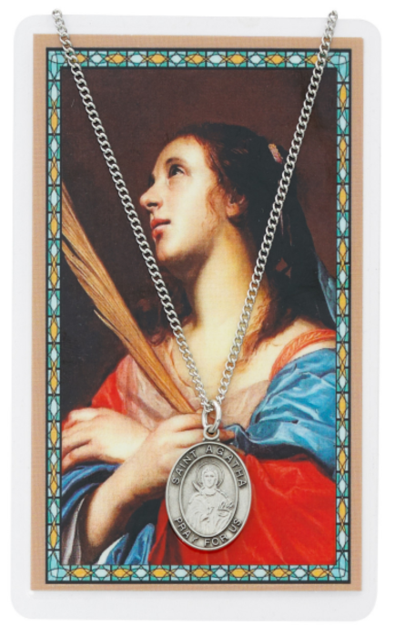 St Agatha Medal and Prayer Card