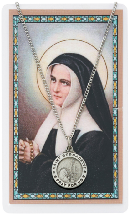 St Bernadette Medal and Prayer Card