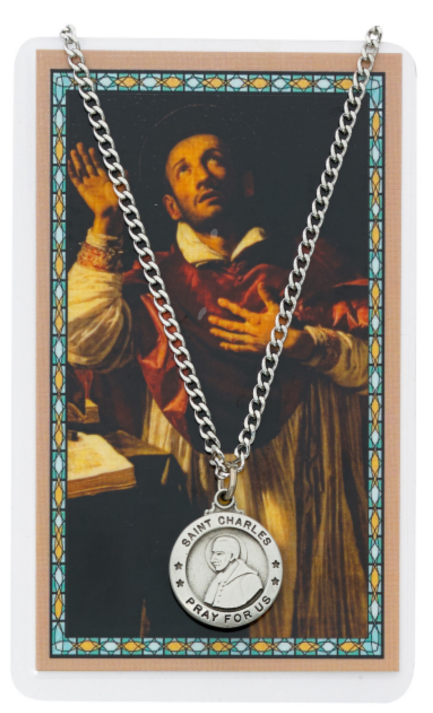 St Charles Medal and Prayer Card