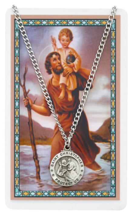 St Christopher Medal and Prayer Card