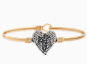 Angel Wing Heart Bangle Bracelet with Crystals