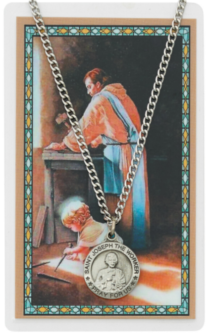 St Joseph the Worker Medal and Prayer Card