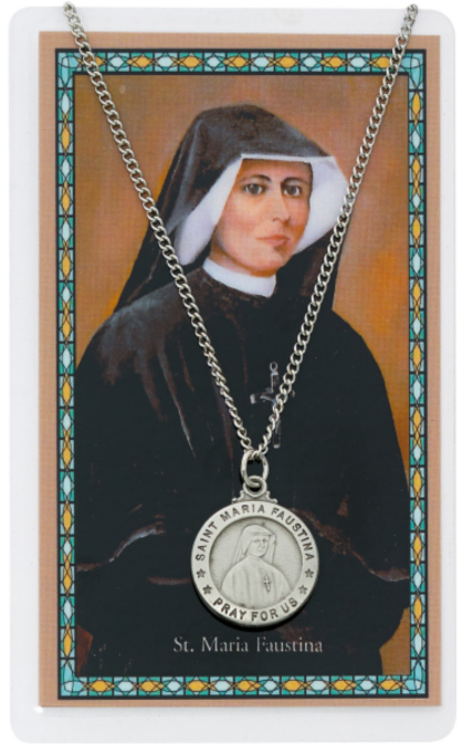 St Maria Faustina Medal and Prayer Card