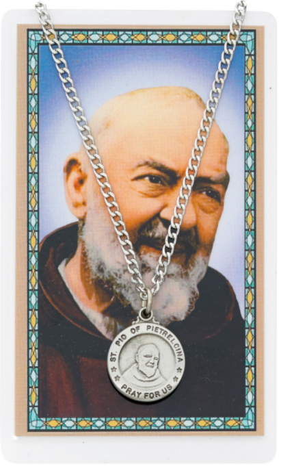 St Pio Medal and Prayer Card