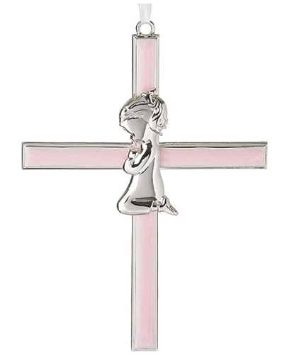 Pink Praying Girl Cross