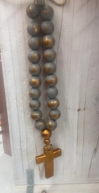 Gray Blessing Beads with Cross