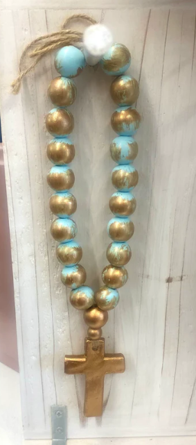 Blue Blessing Beads with Cross