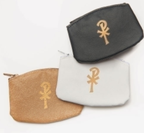 Tan Vinyl Rosary Pouch with Zipper
