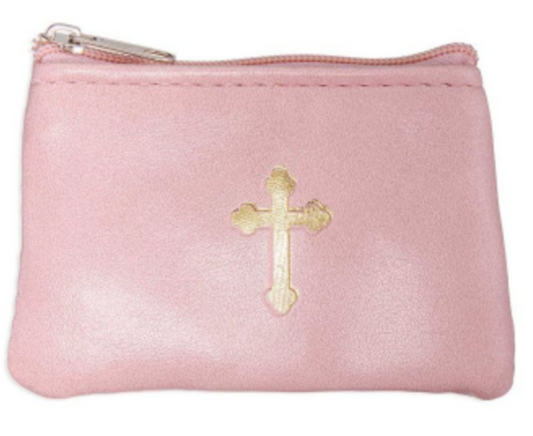 Mauve Marbled Patterned Rosary Pouch