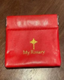Red Vinyl Squeeze Top Rosary Pouch