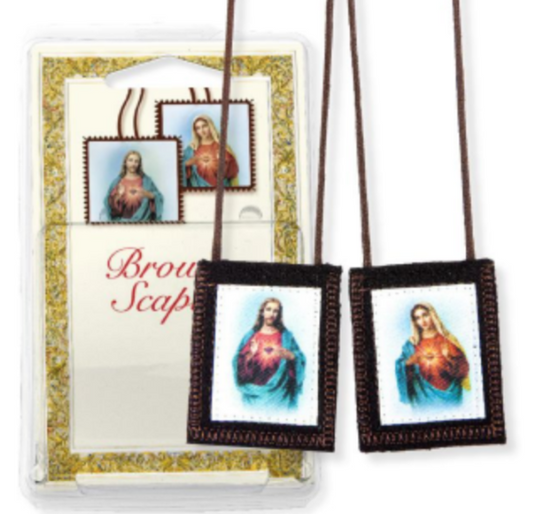 The Sacred Hearts Genuine Brown Wool Scapular