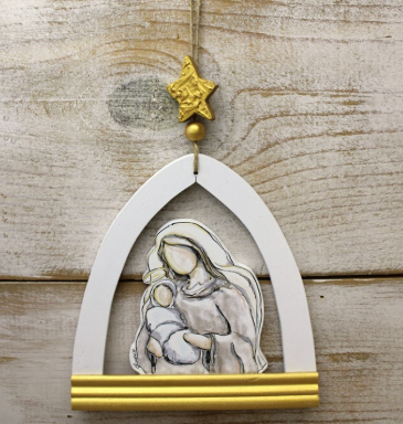 Cutout Arched Ornament, Mother and Child with Star
