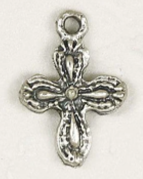 Floral Silver Tone Bracelet Cross