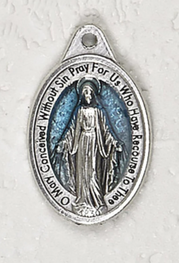 Light Blue Miraculous Oval Enameled Bracelet Medal