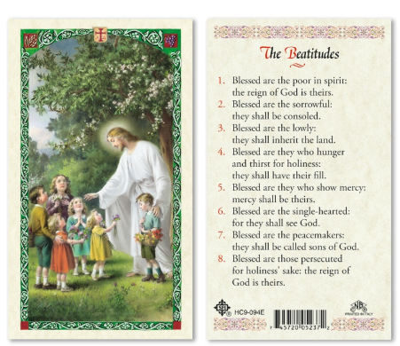 Jesus with Children - Beatitudes Holy Card