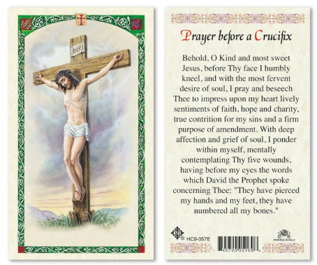 Crucifixion - Prayer Before a Crucifix Holy Card