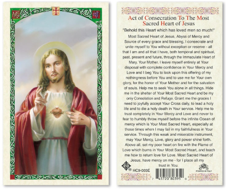 Sacred Heart of Jesus - Act of Consecration to The Most Sacred Heart of Jesus Prayer Card