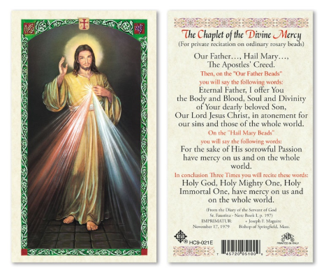 Divine Mercy Chaplet Holy Card