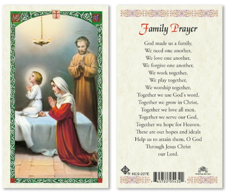 Holy Family - Family Prayer Holy Card