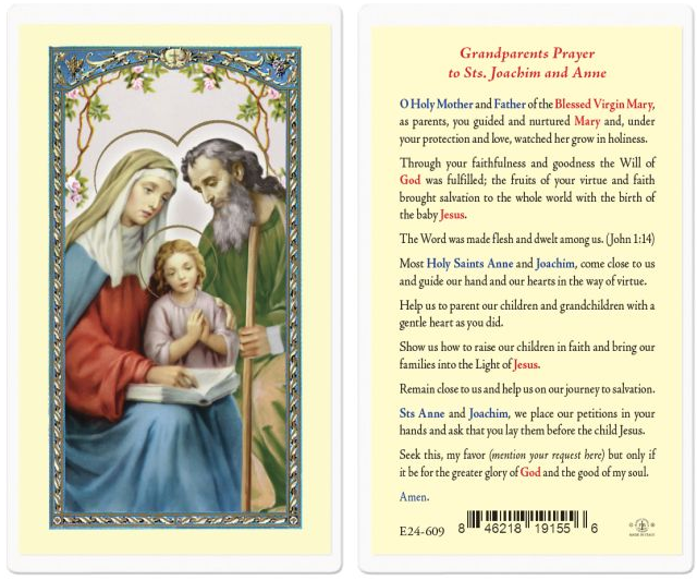 Saints Joachim & Anne - Grandparents Prayer Holy Card
