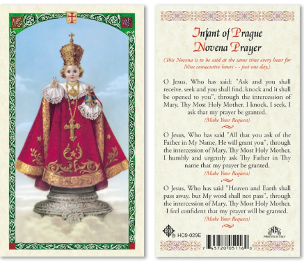 Infant of Prague Novena Prayer Card