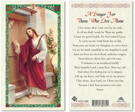 A Prayer for Those Who Live Alone Holy Card