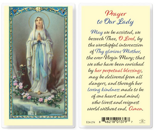 Prayer to Our Lady of Lourdes Holy Card