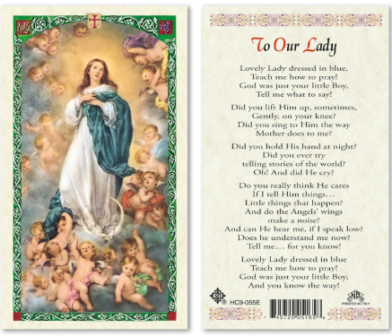 Immaculate Conception - Lovely Lady Dressed in Blue Prayer Card