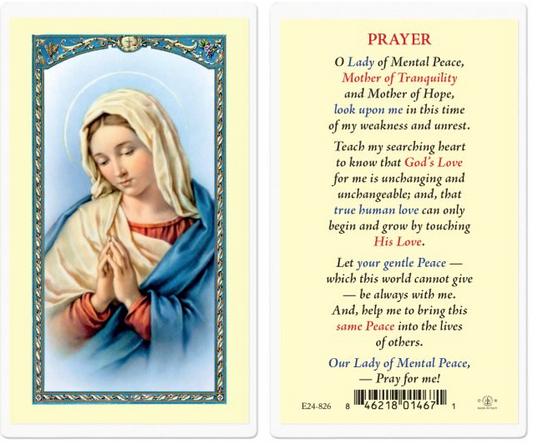 Our Lady of Mental Peace with Blessed Virgen Mary Holy Card