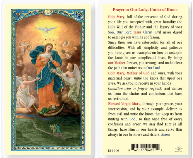 Our Lady Untier of Knots Holy Card