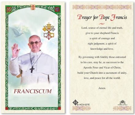 Prayer for Pope Francis Prayer Card