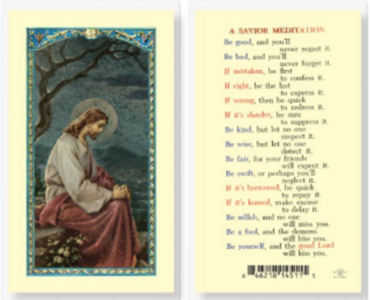 A Savior Meditation with Christ Holy Card