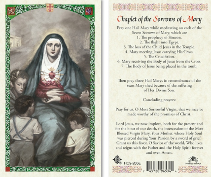 Seven Sorrows of Mary Chaplet Prayer Card