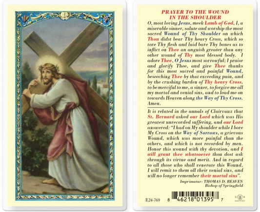 Wound in the Shoulder Holy Card