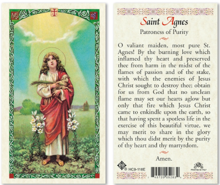Prayer to Saint Agnes, Patroness of Purity- Prayer Card