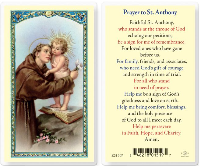 Prayer to St. Anthony Prayer Card