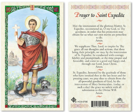St. Expedite Prayer Card