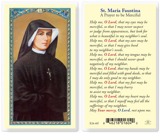 St. Faustina Prayer Card