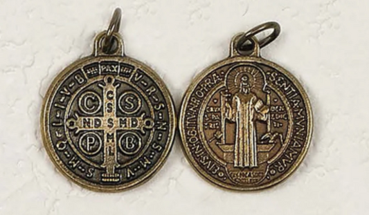Saint Benedict Brass Tone Bracelet Medal