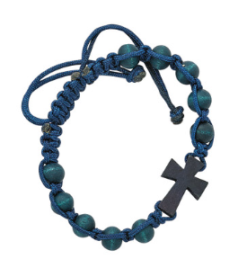 Blue Corded Cross Bracelet
