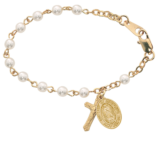 Gold Pearl Guadalupe Baby Bracelet