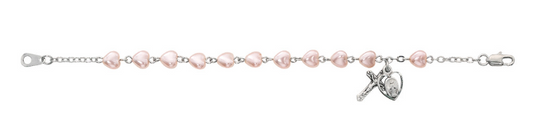 Sterling Silver Pink Heart Bracelet