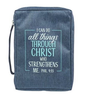 I Can Do All Things Blue Poly-Canvas Bible Cover - Philippians 4:13 - Large