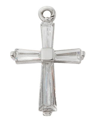 Sterling Crystal Baquette Cross