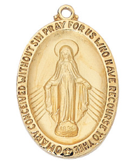 Gold over Sterling Miraculous Medal Necklace