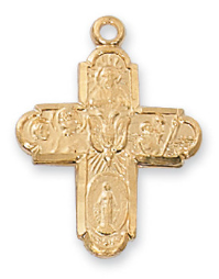 Gold Over Sterling Silver 4-Way Medal