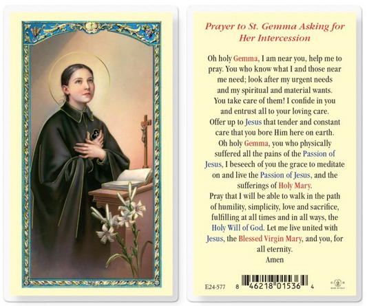 St. Gemma Asking for her Intercession Prayer Card