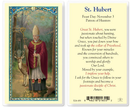 St. Hubert, Patron of Hunters Prayer Card