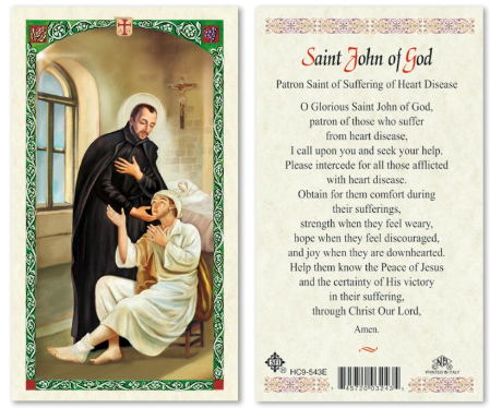 St. John of God, Patron Saint of Suffering of Heart Disease Prayer Card