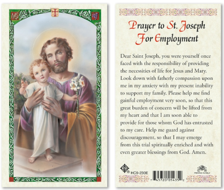 Prayer to St. Joseph for Employment Prayer Card